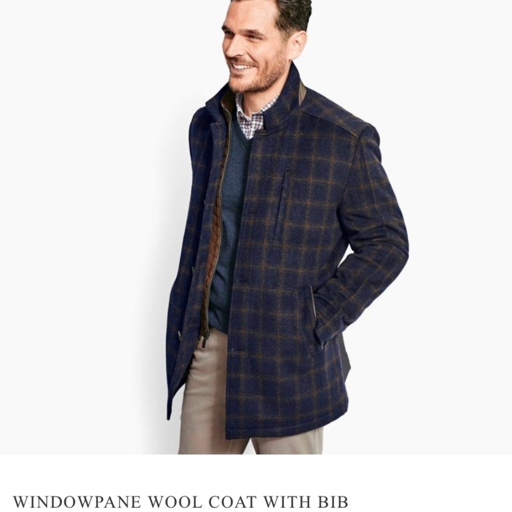 Johnston&Murphy Windowpane Wool Coat with Bib. Brand new with tags